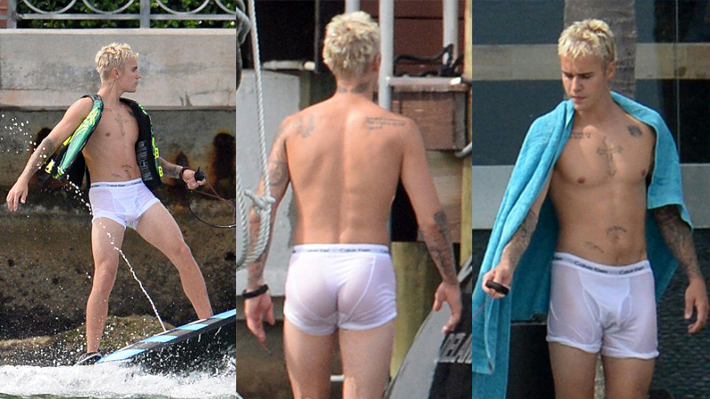 Justin Bieber de cueca branca