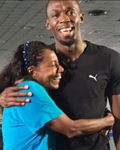 Glória Maria e Usain Bolt 