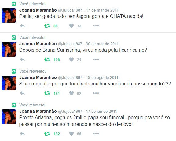 Tweets antigos de Joanna Maranhão causam polêmica