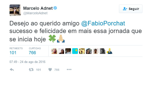 Marcelo Adnet deixa rivalidade de lado e deseja sorte a Fábio Porchat