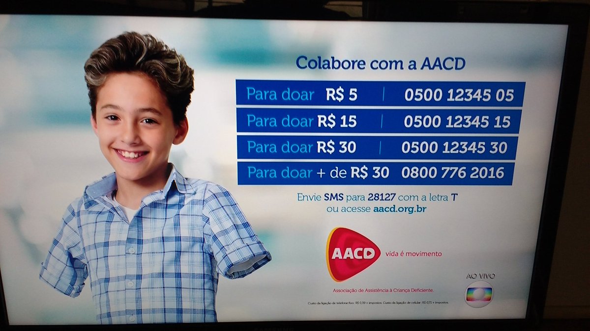Globo divulga os números da AACD (Reprodução/Globo)