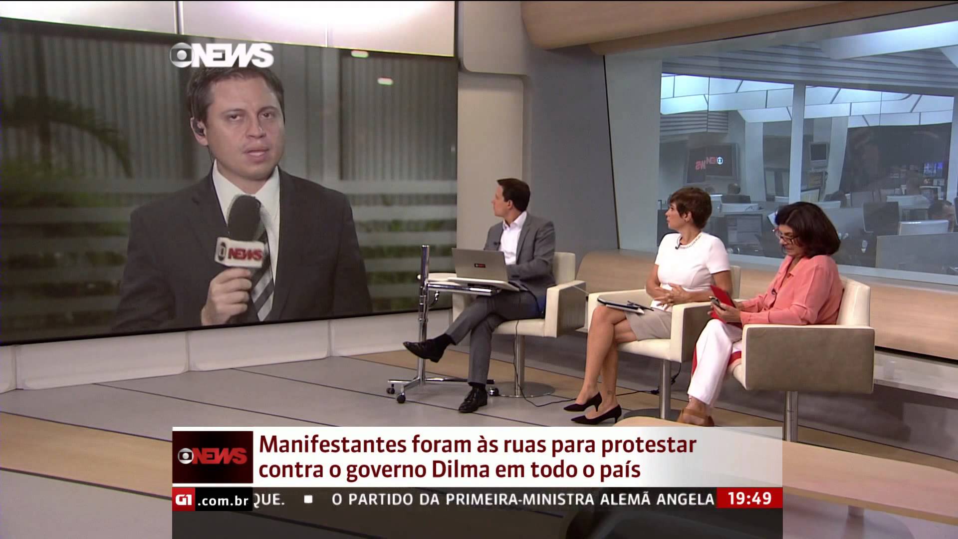 Globo News cobriu momentos importantes da política (Reprodução/Globo News)