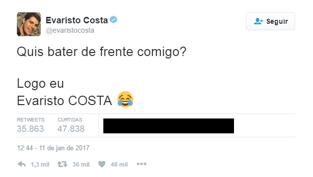 Evaristo Costa faz brincadeira na internet