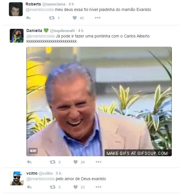 Internautas reagem à piada de Evaristo Costa na internet