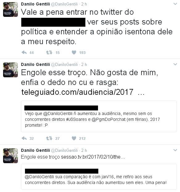 Danilo Gentili discute com internauta