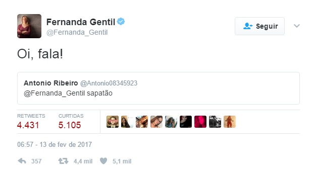 Fernanda Gentil (Reprodução/Twitter)