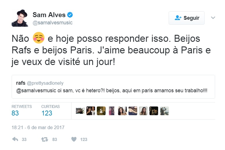 Sam Alves (Reprodução/Twitter) 