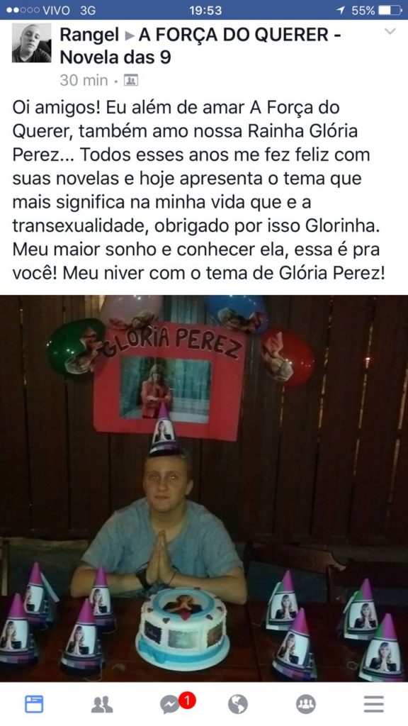 Fã faz festa temática em homenagem a Gloria Perez (Reprodução/Facebook)