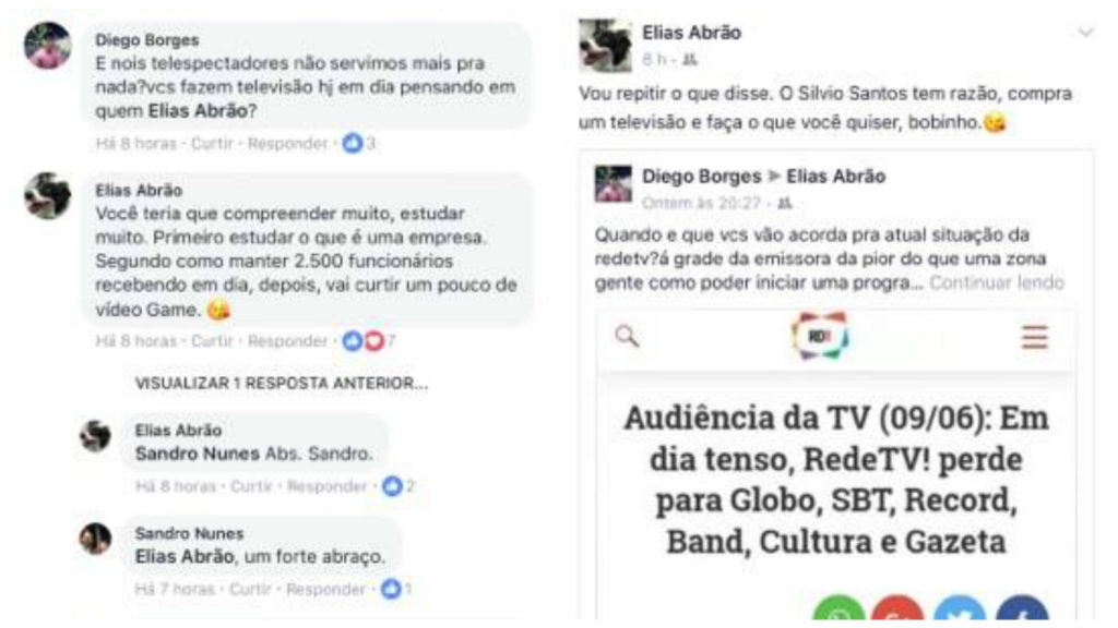 Elias Abrão trocou farpas com internauta sobre a Rede TV! (Reprodução/Facebook)