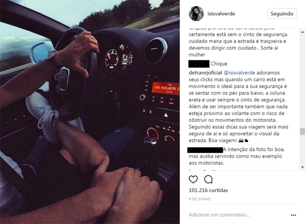 Isis Valverde levou uma bronca do Detran no Instagram