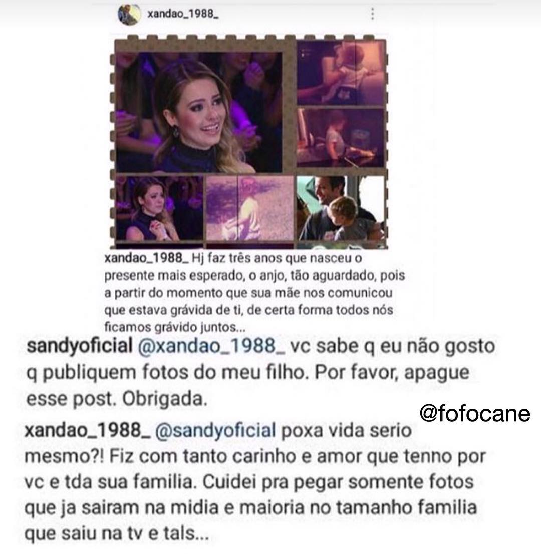 Sandy pede a fã que apague fotos de seu filho de rede social (Reprodução/ Instagram)
