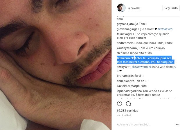 Tatá Werneck comentou postagem feita por Rafael Vitti no Instagram (Reprodução/Instagram)