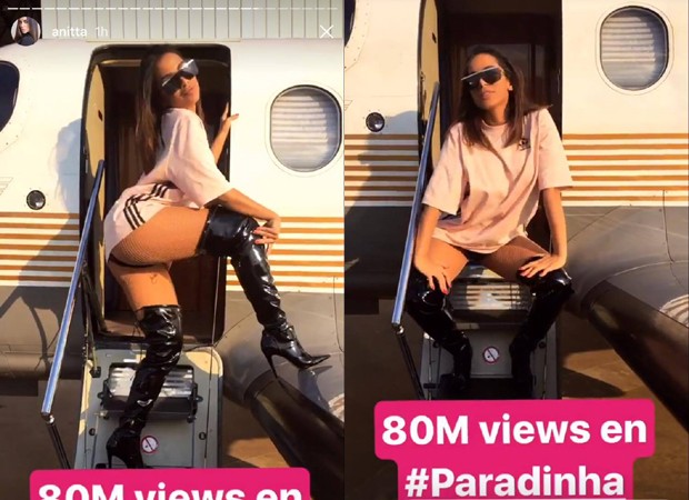 Anitta comemorou 80 milhões de visualizações do clipe de Paradinha (Reprodução/ Instagram)