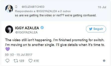 Iggy Azalea responde fã sobre clipe com Anitta