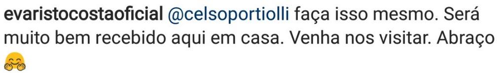 Evaristo Costa respondeu Celso Portiolli no Instagram