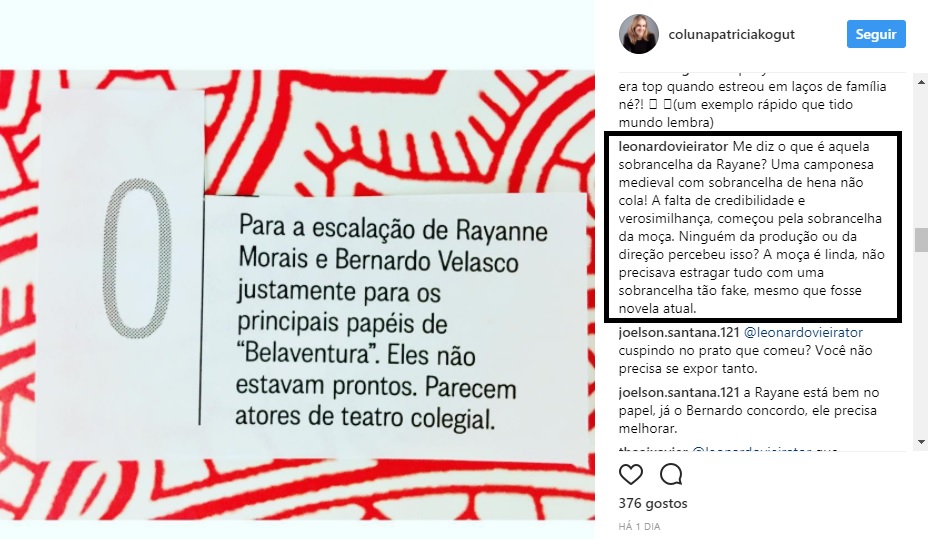 Leonardo Vieira criticou Belaventura