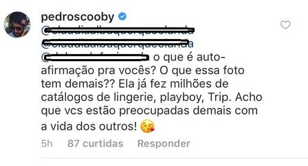 Pedro Scooby rebateu internautas que o criticaram