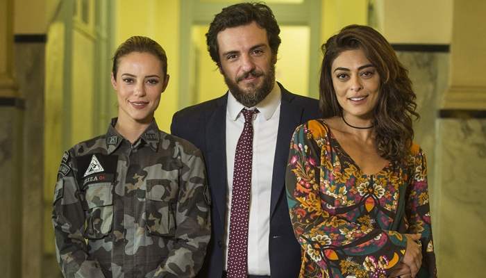 Caio ( Rodrigo Lombardi ), Jeiza ( Paolla Oliveira ) e Bibi ( Juliana Paes )