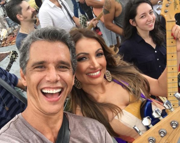 Márcio Garcia e Patrícia Poeta gravam vinheta de fim de ano da Globo (Reprodução/Instagram)
