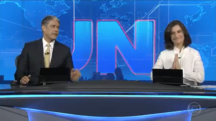 Bonner e Renata Vasconcellos no JN de Natal nesta segunda (Reprodução/Globo)
