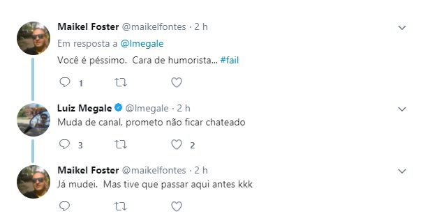 Luiz Megale rebateu internauta
