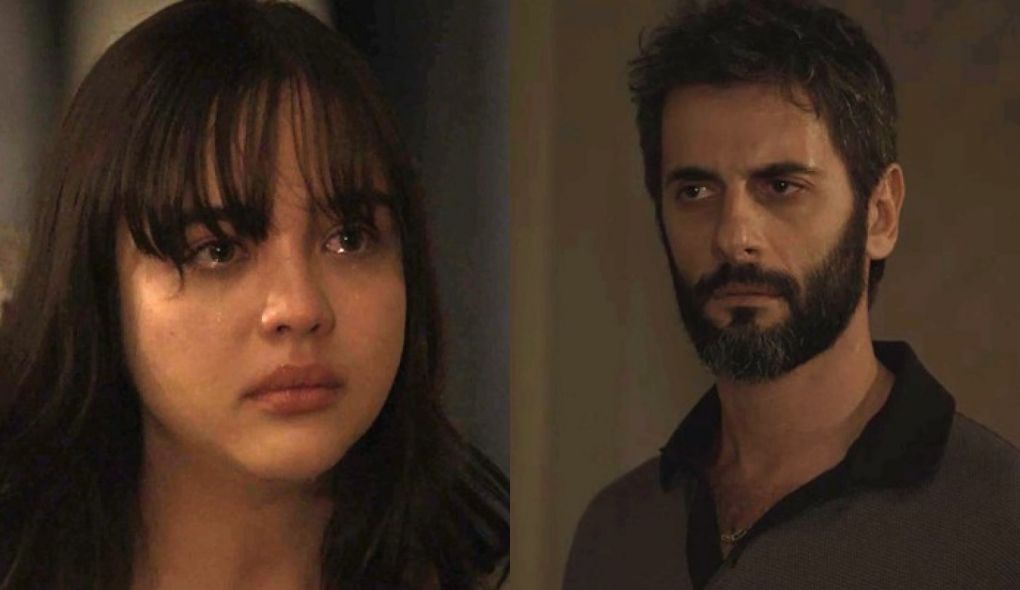Laura (Bella Piero) e Vinicius (Flavio Tolezani) de O Outro Lado do Paraiso