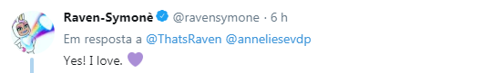A atriz e cantora Raven Symoné comentou em sua conta no twitter a performance de Gleici e Ana Clara no BBB18 (Reprodução: Twitter)