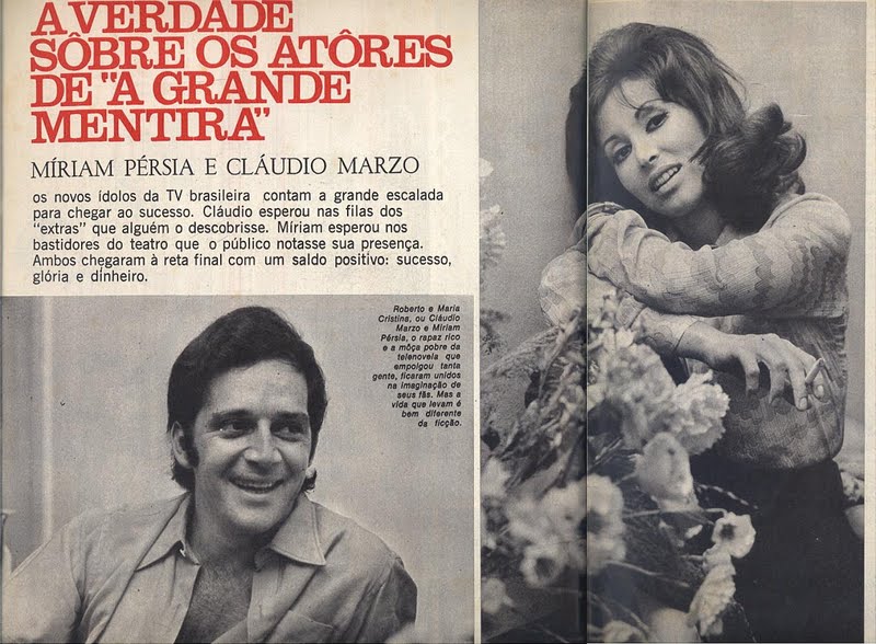 Reportagem da época com os protagonistas Cláudio Marzo e Myriam Pérsia (Blog Revista Amiga e Novelas)