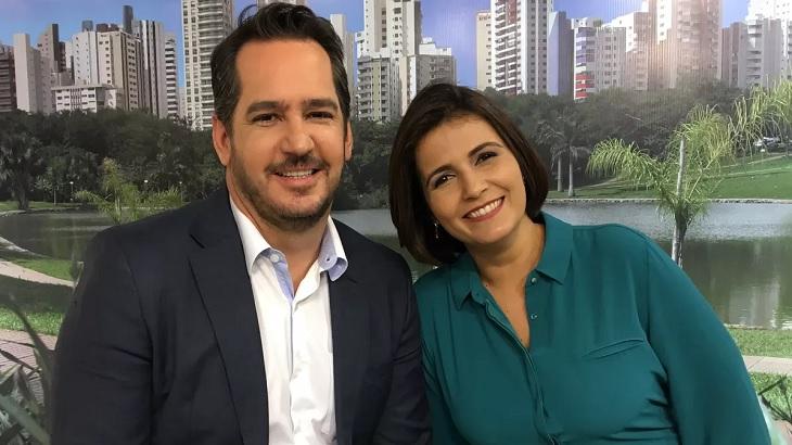 Luciano Cabral e Lilian Lynch, apresentadores do Jornal Anhanguera