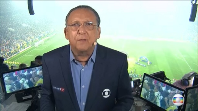 Galvão Bueno na transmissão da final da Copa do Mundo da Rússia