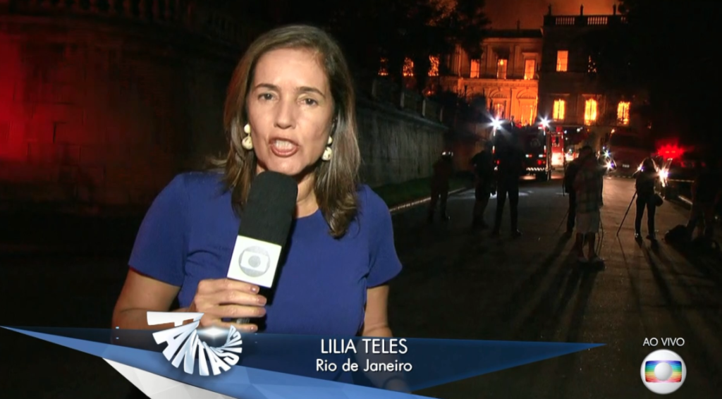 Lília Teles entrando ao vivo no Fantástico (Reprodução/Globo)