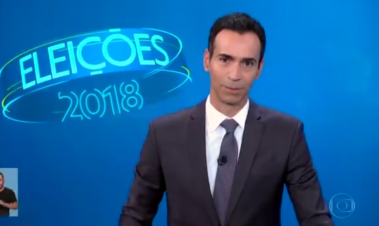 Cesar Tralli durante debate feito pela TV Globo