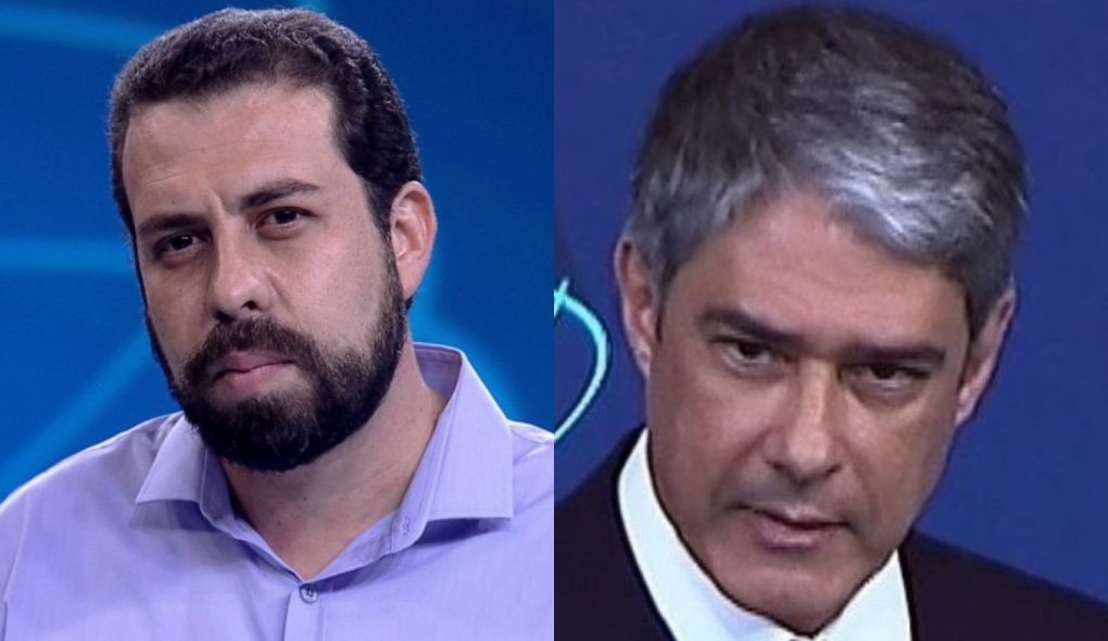 Guilherme Boulos e William Bonner no debate da TV Globo