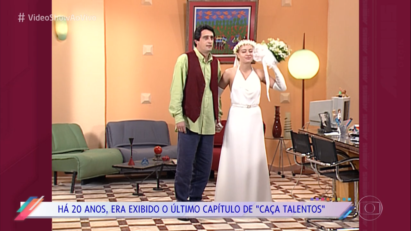 Arthur (Eduardo Galvão) e Bela (Angélica) no último capítulo de Caça Talentos