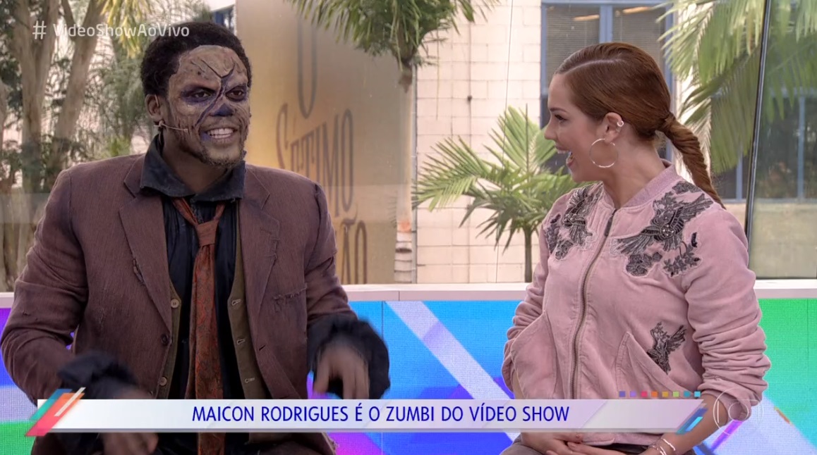 Maicon Rodrigues fantasiado de zumbi no Vídeo Show (Reprodução/TV Globo).