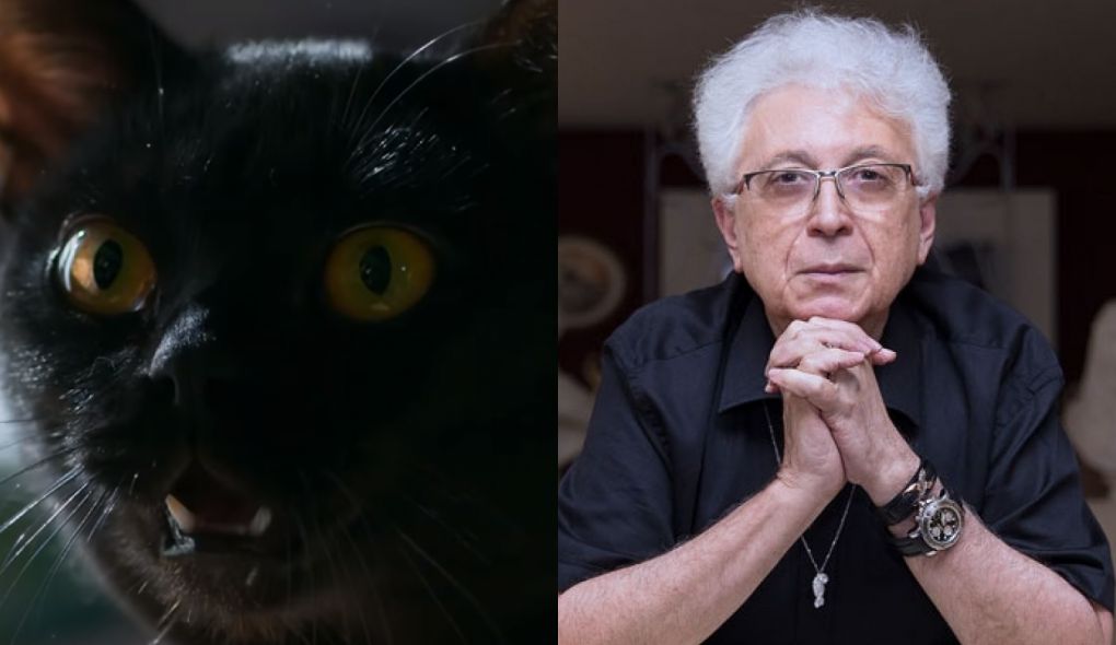 Gato Leon, de O Setimo Guardiao, e Aguinaldo Silva, autor da novela
