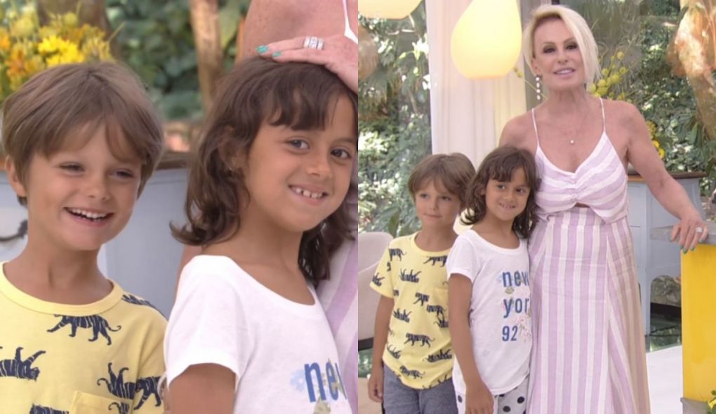 Ana Maria Braga no Mais Voce com os netos, Bento e Joana