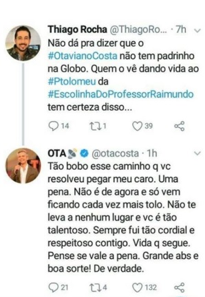 Otaviano Costa rebateu postagem de Thiago Rocha
