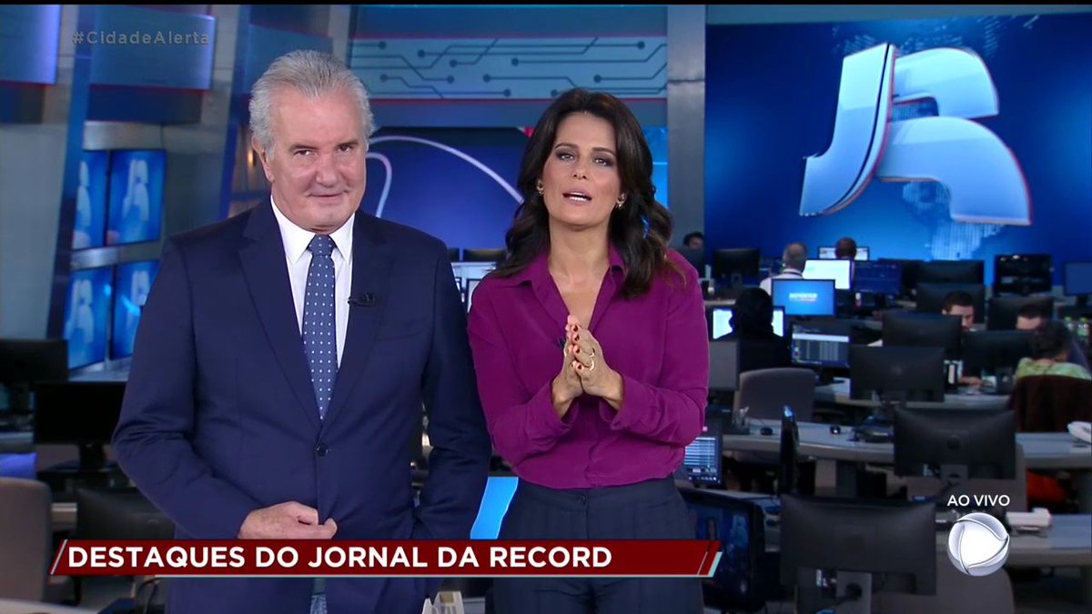 Celso Freitas e Adriana Araújo no Jornal da Record