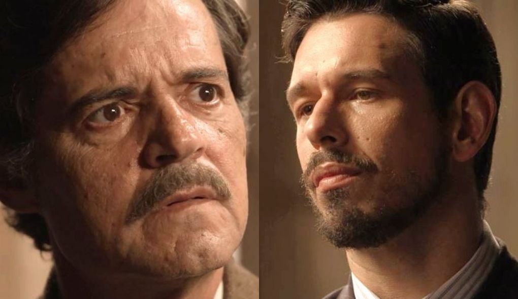 Eugênio (Felipe Camargo) e Gustavo Bruno (João Vicente de Castro) de Espelho da Vida