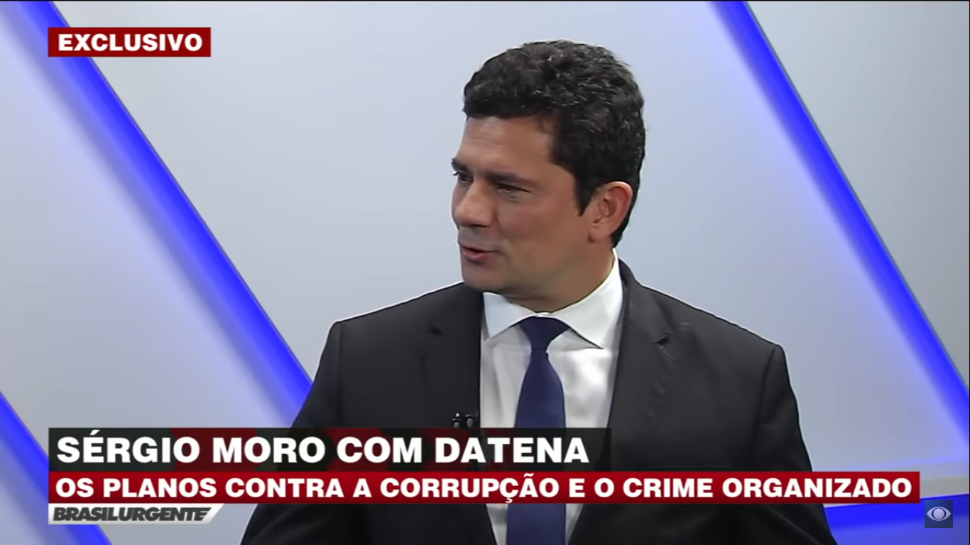 Sérgio Moro durante entrevista no Brasil Urgente