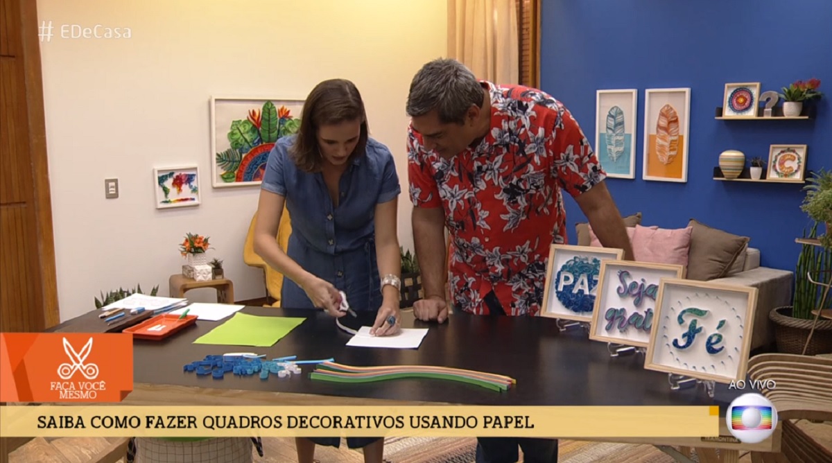 Zeca Camargo com artesã no É de Casa, na Globo