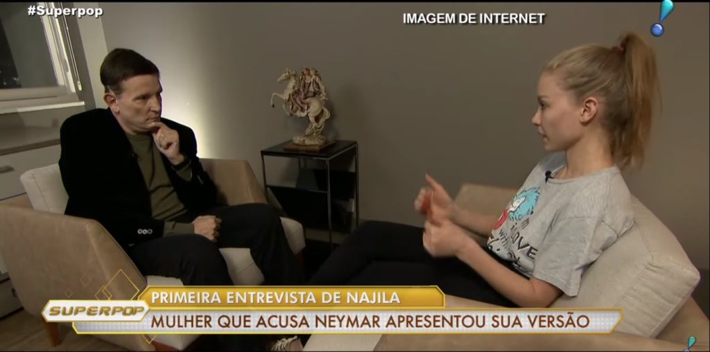 Imagem da entrevista de Najila no Conexão Repórter usada pelo programa Superpop