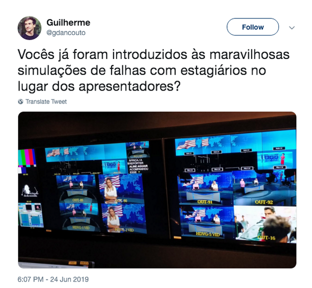 Internauta postou imagem dos bastidores do Jornal Nacional