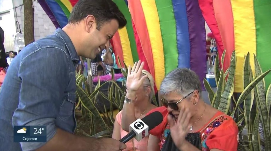 O repórter da TV Globo Marcelo Poli recebeu uma cantada durante gravação de matéria
