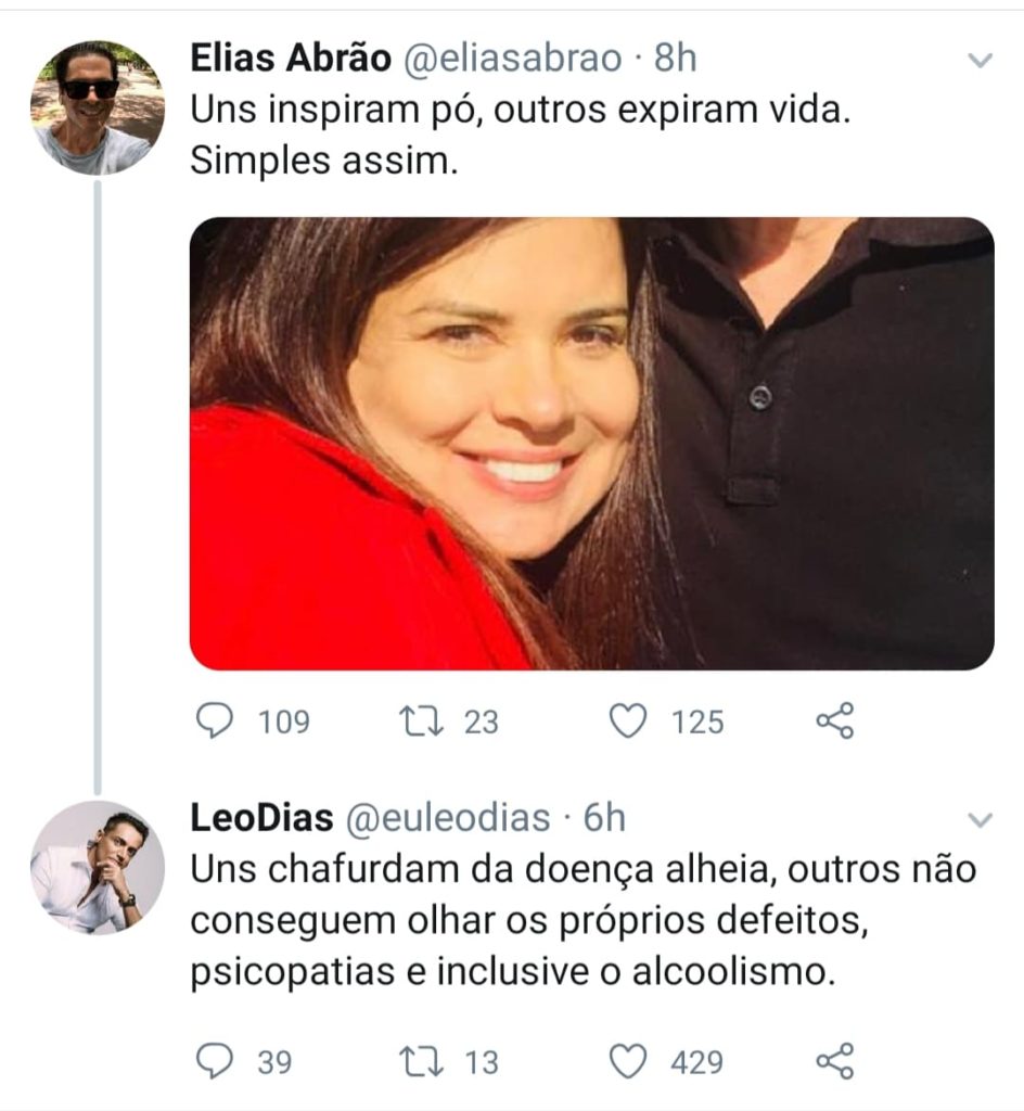 Elias Abrão fez uma postagem no Twitter e Leo Dias rebateu
