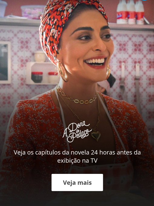 Globoplay anunciando A Dona do Pedaço antes da TV para assinantes (Reprodução/Globoplay)
