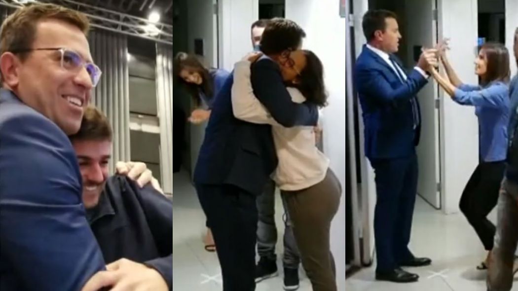 Rodrigo Bocardi distribui abraços nos bastidores do Bom Dia SP após ter mau  humor matinal revelado por colega