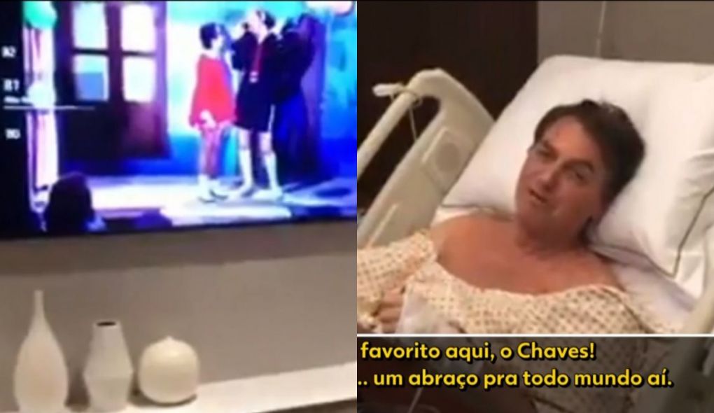 Bolsonaro apareceu no JN assistindo Chaves no hospital