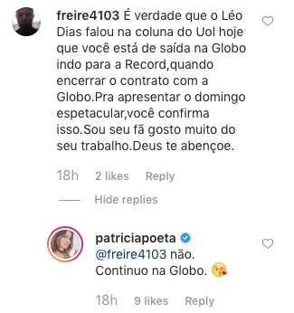 Patrícia Poeta nega ida para a Record TV (Reprodução)